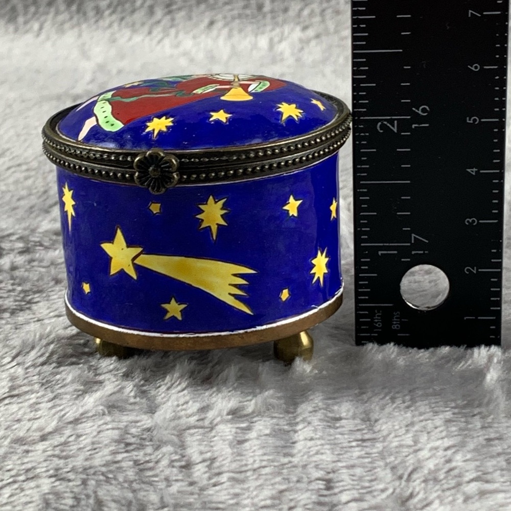 KELVIN CHEN Enamel Hinged Angel Round‎ STAMP DISPENSER 2002 Trinket Box No. 263 - Picture 11 of 12